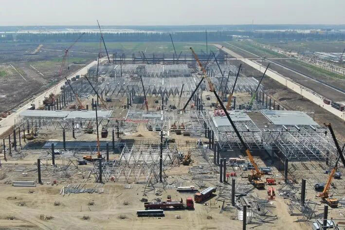 Steel frame factory for Tesla