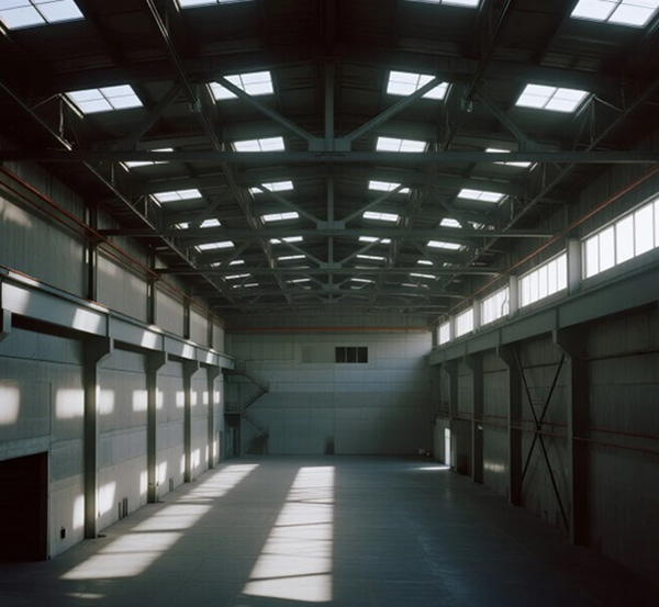 The steel structure warehouse adopts a large-span space truss roof system