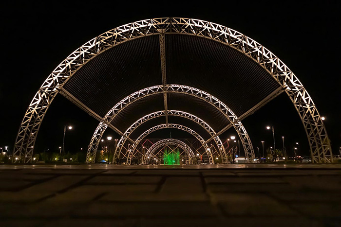 Modern truss on the Icon building
